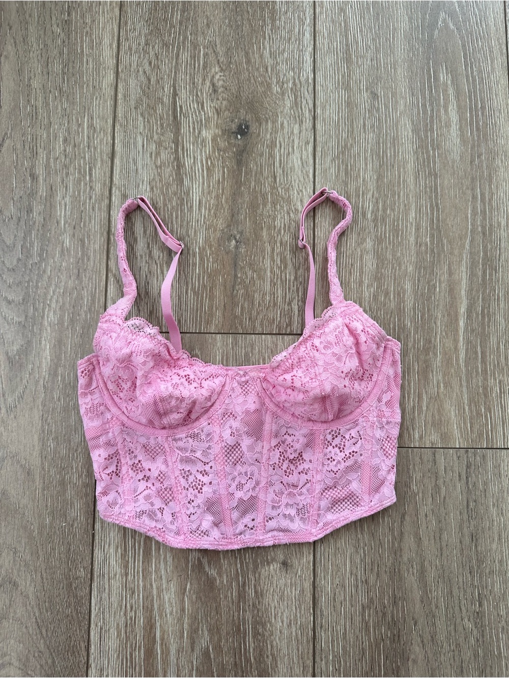 Gilly Hicks Pink Lace Longline Bralette / Corset Size XS